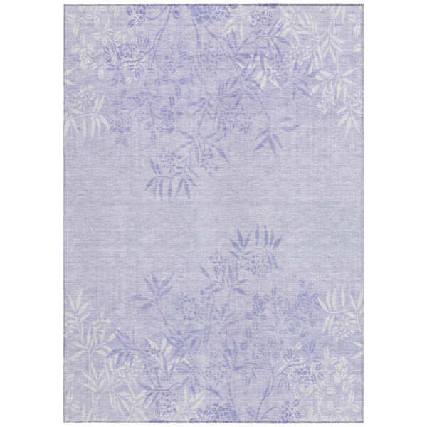 5' X 8' Lilac Purple And Ivory Floral Washable Indoor Outdoor Area Rug