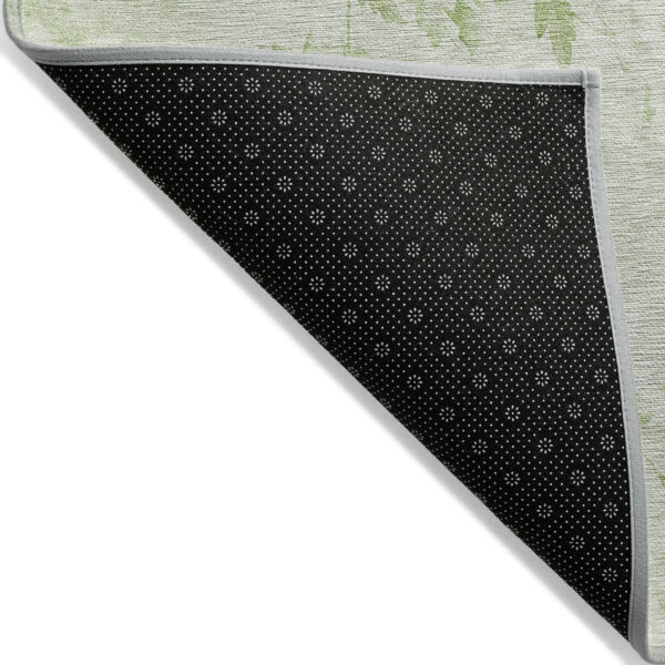 3' X 5' Green And Ivory Floral Washable Indoor Outdoor Area Rug