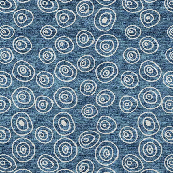 8' X 10' Navy Blue And Ivory Geometric Washable Indoor Outdoor Area Rug