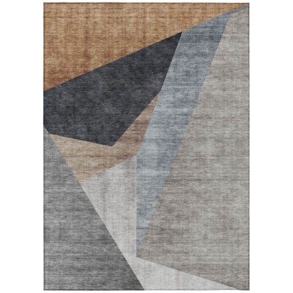 5' X 8' Taupe Beige And Gray Abstract Washable Indoor Outdoor Area Rug