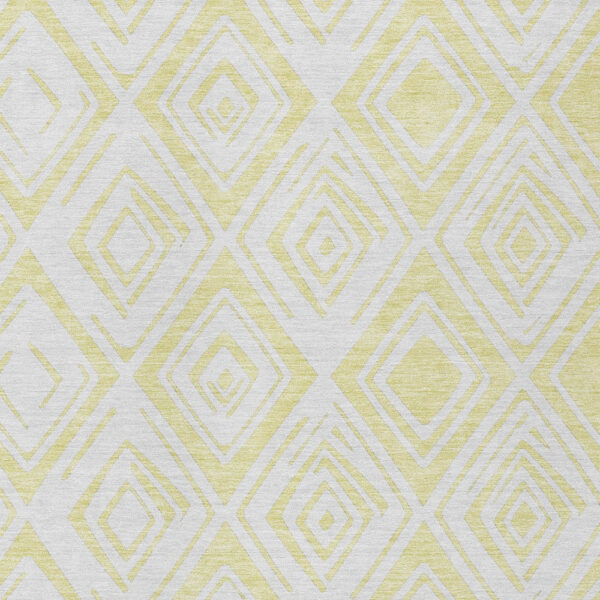 5' X 8' Yellow And Ivory Geometric Washable Indoor Outdoor Area Rug