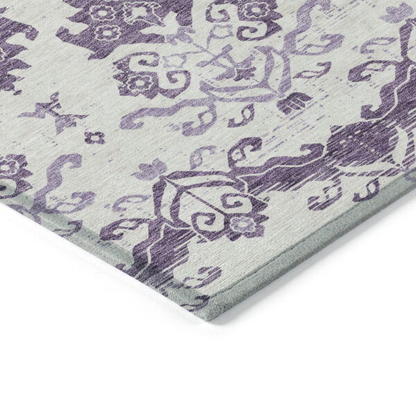 9' X 12' Purple Silver And Lilac Oriental Washable Indoor Outdoor Area Rug