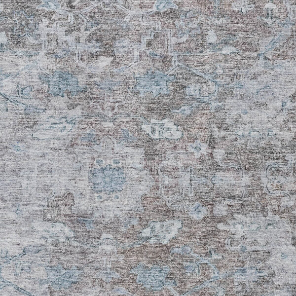 8' X 10' Brown And Blue Oriental Washable Indoor Outdoor Area Rug