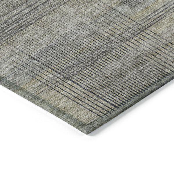 10' X 14' Khaki Beige And Gray Striped Washable Indoor Outdoor Area Rug