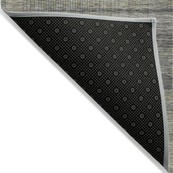 10' X 14' Khaki Beige And Gray Striped Washable Indoor Outdoor Area Rug