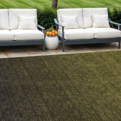 8' X 10' Olive Green And Charcoal Abstract Washable Indoor Outdoor Area Rug