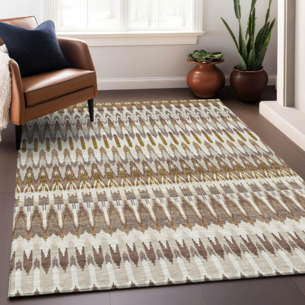 8' X 10' Brown Beige And Taupe Southwestern Washable Indoor Outdoor Area Rug