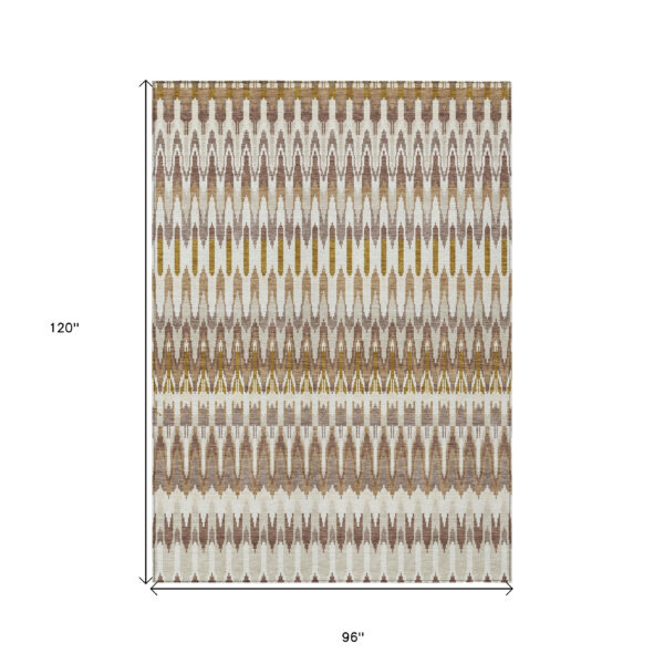 8' X 10' Brown Beige And Taupe Southwestern Washable Indoor Outdoor Area Rug