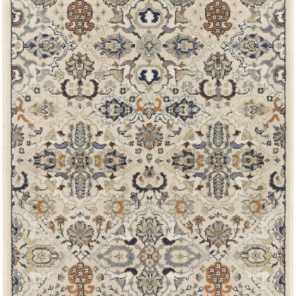 5' x 7' Green and Ivory Floral Power Loom Area Rug