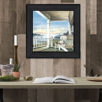 Front Porch Coastal Sunset Black Framed Print Wall Art