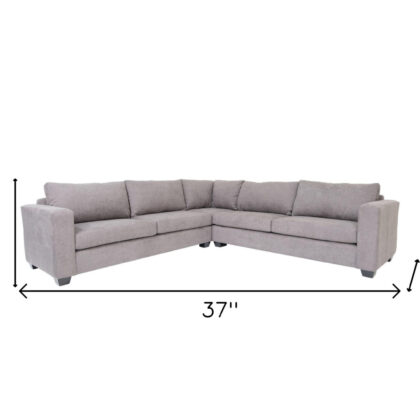 Gray Polyester Blend L Shaped Three Piece Sectional