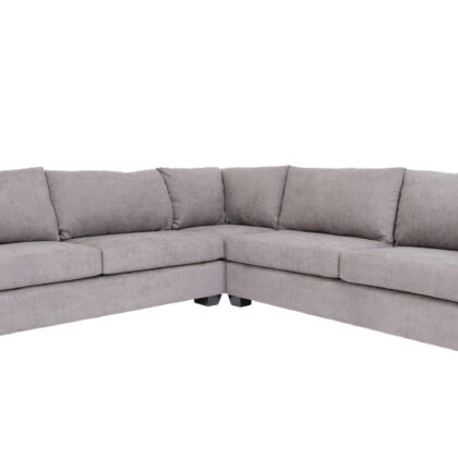 Gray Polyester Blend L Shaped Three Piece Sectional