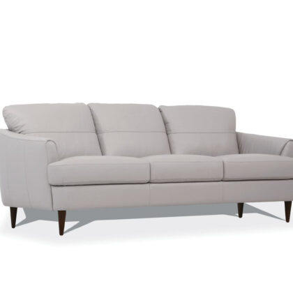 83" Pearl Gray Leather And Black Sofa
