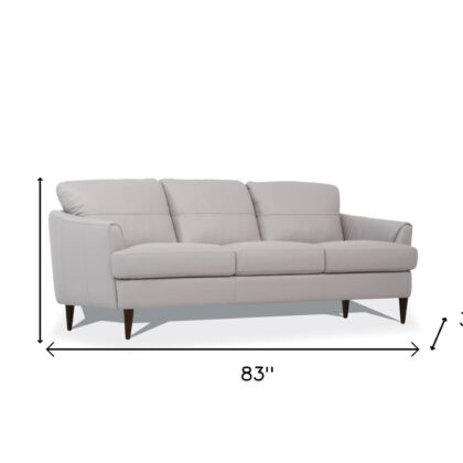 83" Pearl Gray Leather And Black Sofa