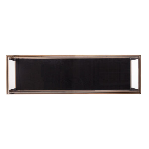 48" Clear Black and Champagne Glass Floor Shelf Console Table With Shelf