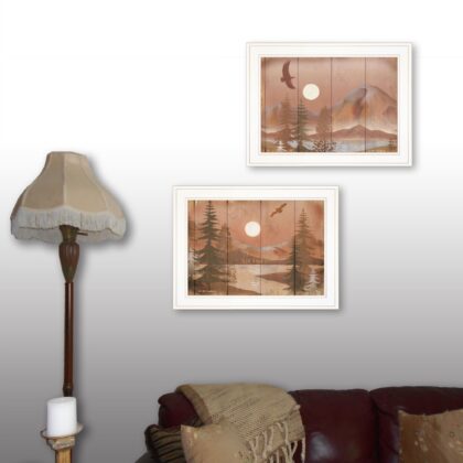 Set Of Two Full Moon I And II 1 White Framed Print Wall Art