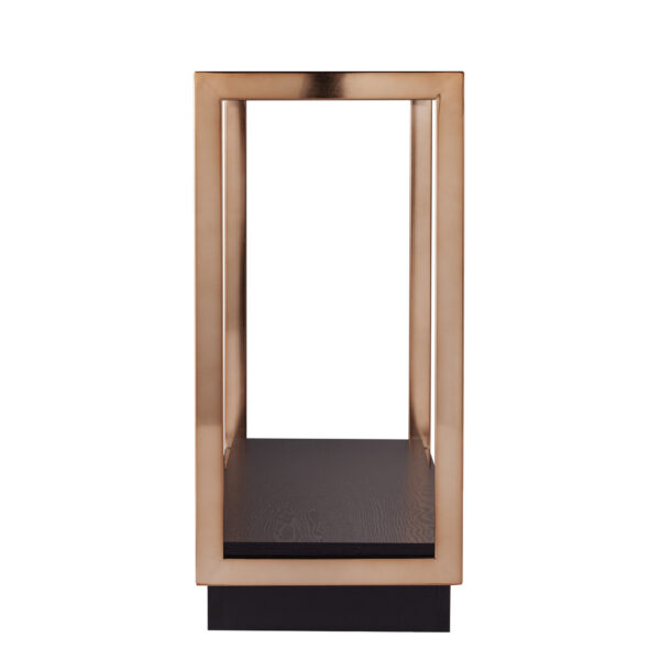 48" Clear Black and Champagne Glass Floor Shelf Console Table With Shelf