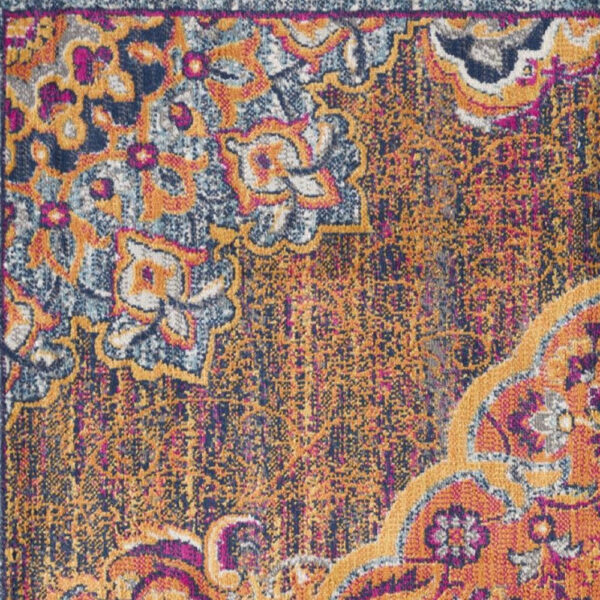 2’ X 4’ Rustic Orange Medallion Area Rug