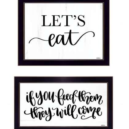 Set Of Two Lets Eat Or Feed Them 3 Black Framed Print Wall Art