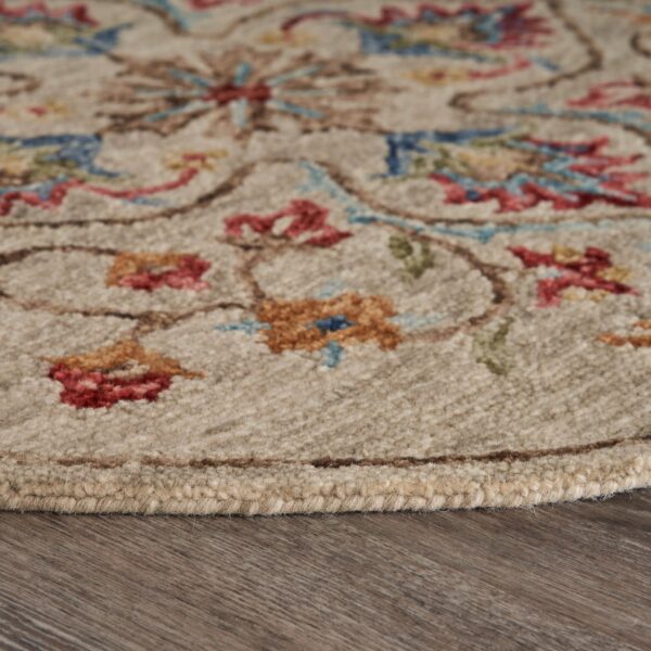6' Beige Round Wool Hand Tufted Area Rug