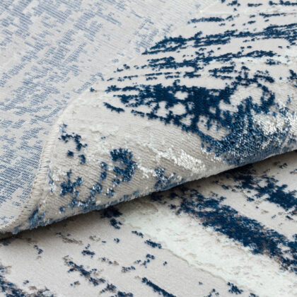 4' Navy Blue Round Abstract Washable Non Skid Area Rug