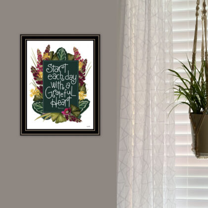 Grateful Heart 1 Black Framed Print Wall Art