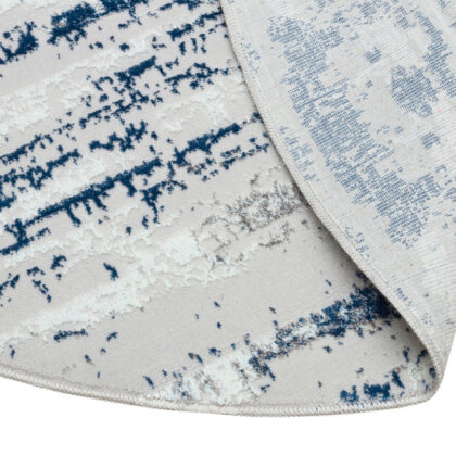 4' Navy Blue Round Abstract Washable Non Skid Area Rug