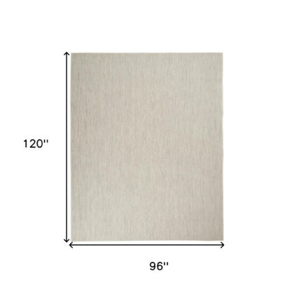 8' X 10' Ivory and Silver Indoor Outdoor Area Rug