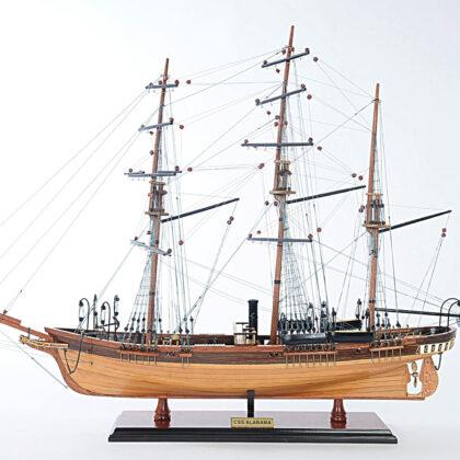 24" Wood Brown 1862 CSS Alabama Hand Painted Decorative Boat
