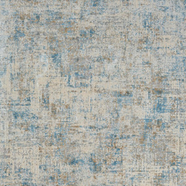 6' Runner Blue and Ivory Abstract Runner Rug