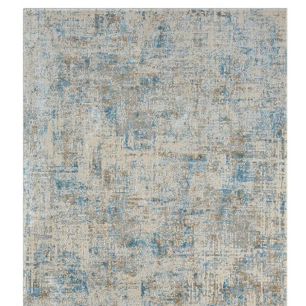 6' Runner Blue and Ivory Abstract Runner Rug