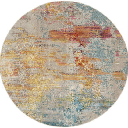 10' Green Round Abstract Power Loom Area Rug