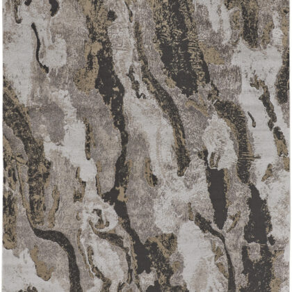7' x 10' Brown and Ivory Abstract Power Loom Distressed Area Rug