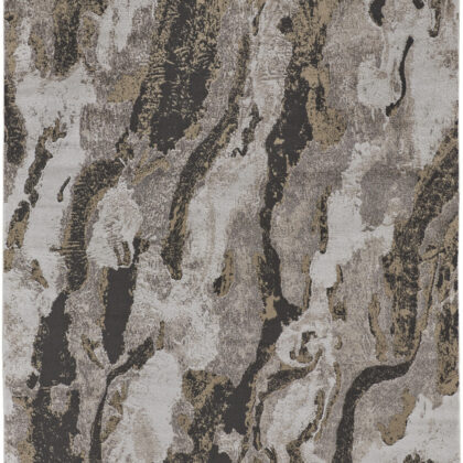 7' x 10' Brown and Ivory Abstract Power Loom Distressed Area Rug