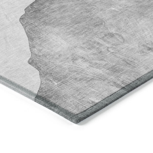 9' X 12' Gray and Black Abstract Washable Non Skid Indoor Outdoor Area Rug