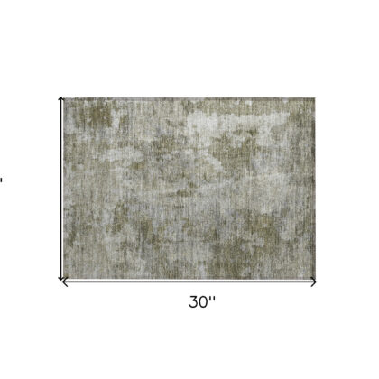 2' X 3' Green Abstract Washable Non Skid Indoor Outdoor Area Rug