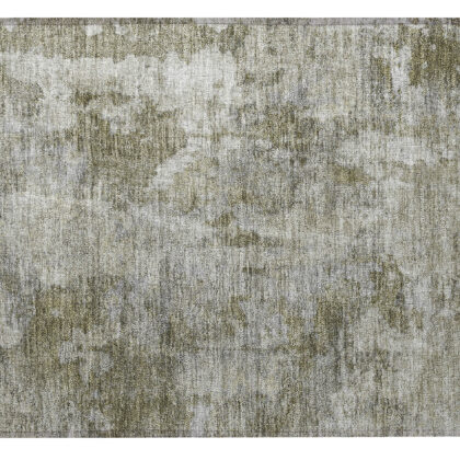 2' X 3' Green Abstract Washable Non Skid Indoor Outdoor Area Rug