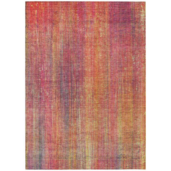 3' X 5' Red and Orange Striped Washable Non Skid Indoor Outdoor Area Rug