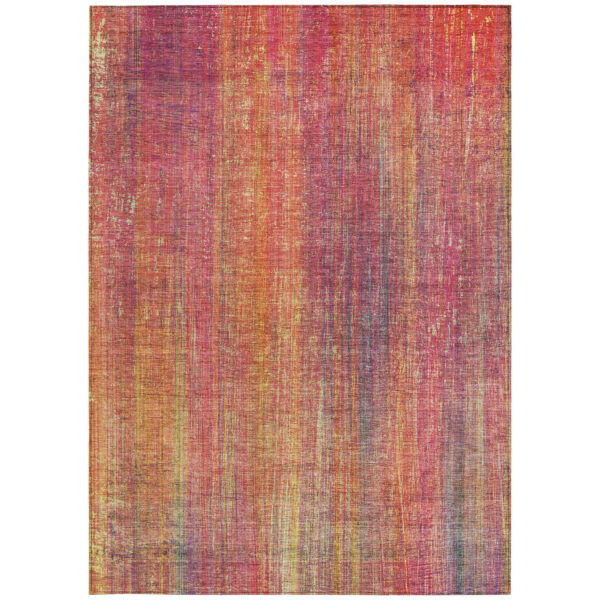 3' X 5' Red and Orange Striped Washable Non Skid Indoor Outdoor Area Rug