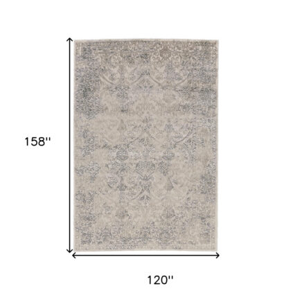 10' X 13' Ivory Gray And Black Abstract Stain Resistant Area Rug