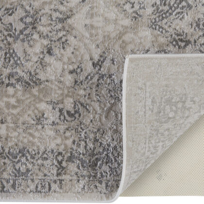 10' X 13' Ivory Gray And Black Abstract Stain Resistant Area Rug