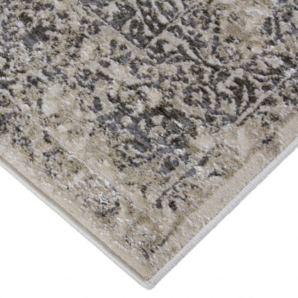 10' X 13' Ivory Gray And Black Abstract Stain Resistant Area Rug