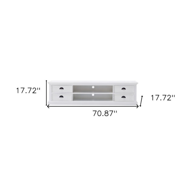 71" White Solid Wood Enclosed and Open Storage TV Stand