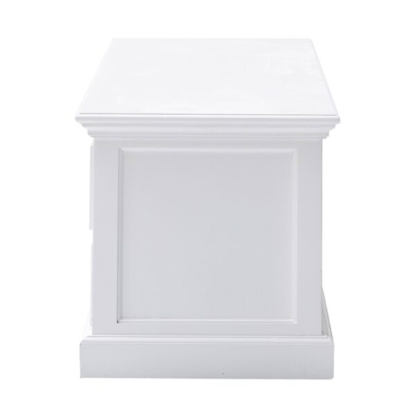 71" White Solid Wood Enclosed and Open Storage TV Stand