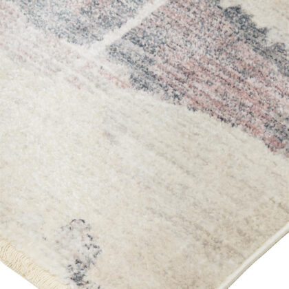 2' X 3' Ivory Blue And Pink Abstract Stain Resistant Area Rug