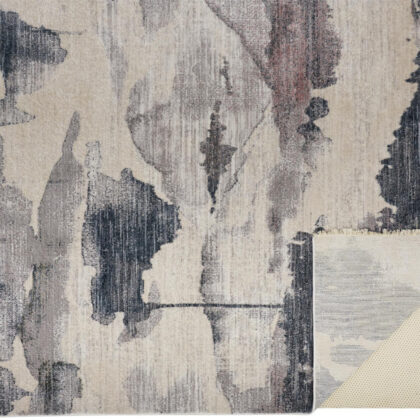 2' X 3' Ivory Blue And Pink Abstract Stain Resistant Area Rug