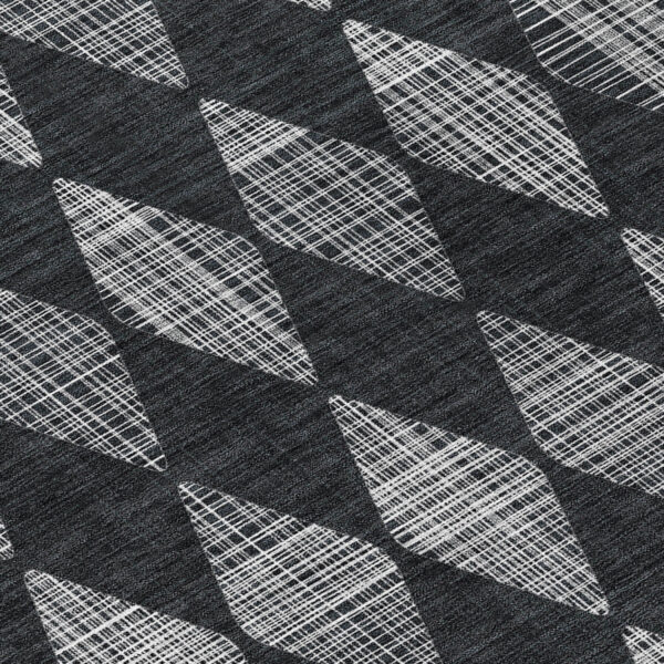 9' X 12' Charcoal Geometric Washable Indoor Outdoor Area Rug