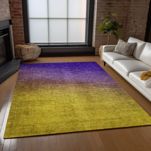 9' X 12' Purple Gold And Blue Ombre Washable Indoor Outdoor Area Rug