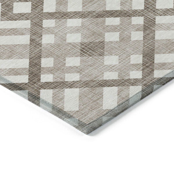 5' X 8' Taupe Brown And Ivory Geometric Washable Indoor Outdoor Area Rug