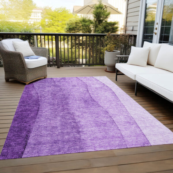10' X 14' Purple And Lavender Ombre Washable Indoor Outdoor Area Rug